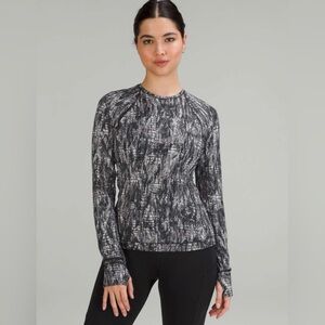 Lululemon It’s Rulu Run Long Sleeve Shirt in Lino Slide Alpine White Black